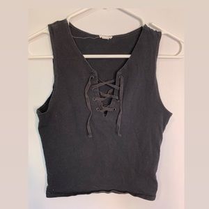 Black short sleeve tank top